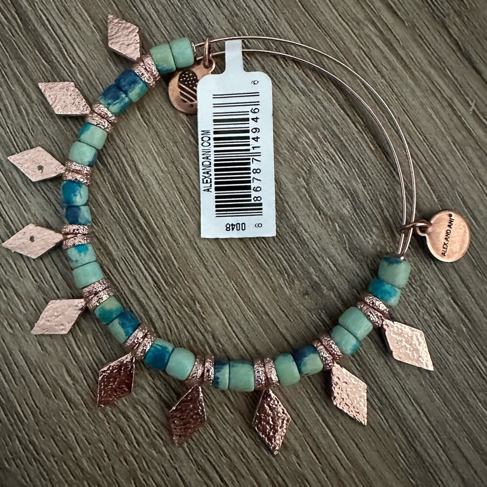 Alex and Ani rare green and blue ombré spike bracelet